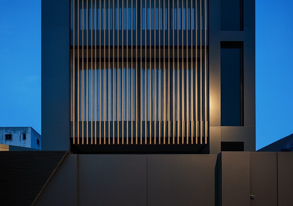 Bâtiment moderne au crépuscule